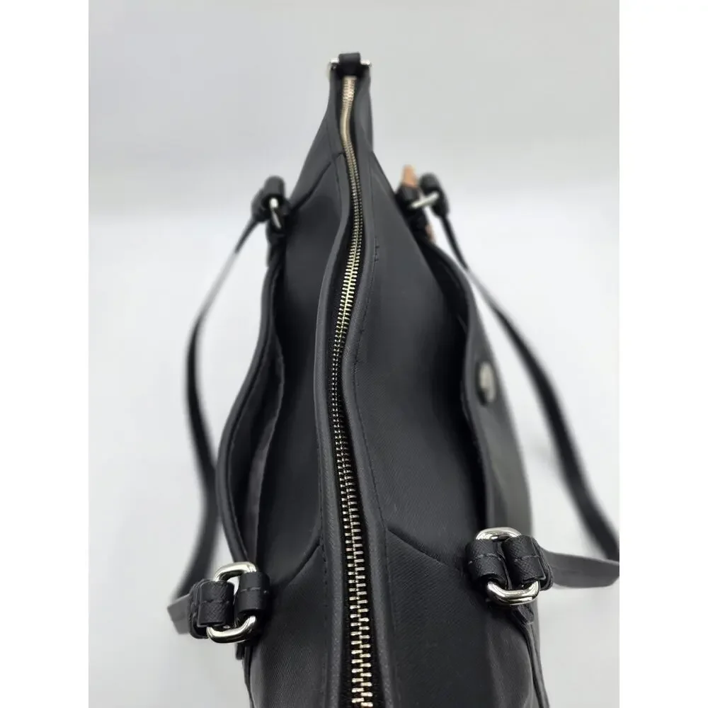 Coach Peyton Black Crossgrain Leather Zip Top Tote Shoulder Bag F23667